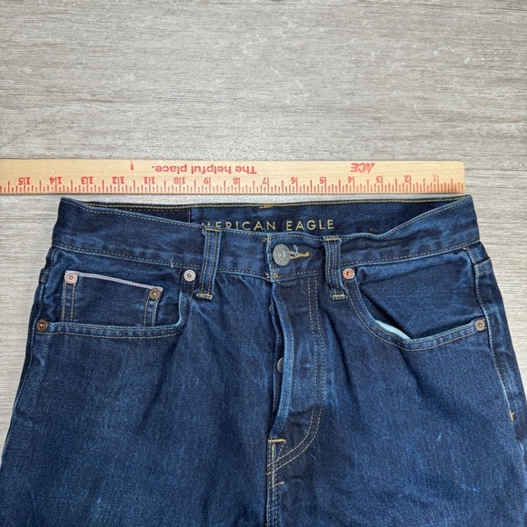 American Eagle Relaxed Taper Selvedge Jeans Womens 28x28 Dark Wash Mid Rise - Picture 5 of 13